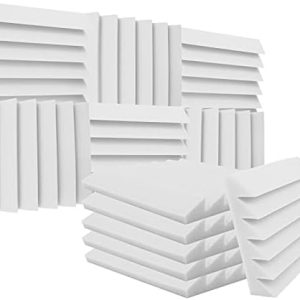 12 Pack Acoustic Foam Panels Studio Soundproofing Wedges 10"x10"x2" Noise Dampening Sound Insulation for Home Ceiling, White