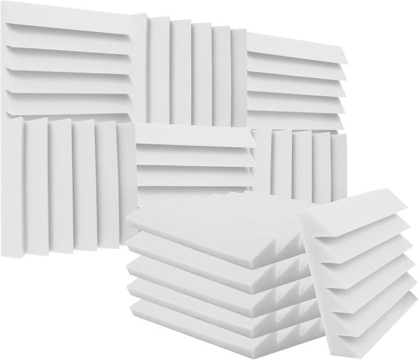 12 Pack Acoustic Foam Panels Studio Soundproofing Wedges 10"x10"x2" Noise Dampening Sound Insulation for Home Ceiling, White - Image 9