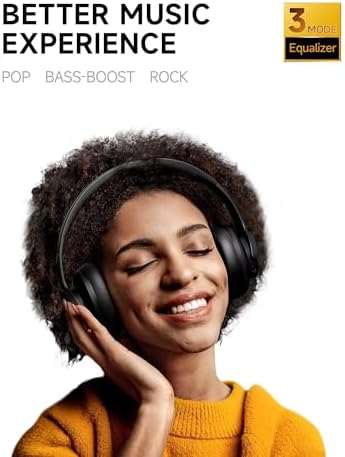 Picun B8 Bluetooth Headphones, 120H Playtime Headphone Wireless Bluetooth with 3 EQ Modes, Low Latency, Hands-Free Calls, Over Ear Headphones for Travel Home Office Cellphone PC Black - Image 2