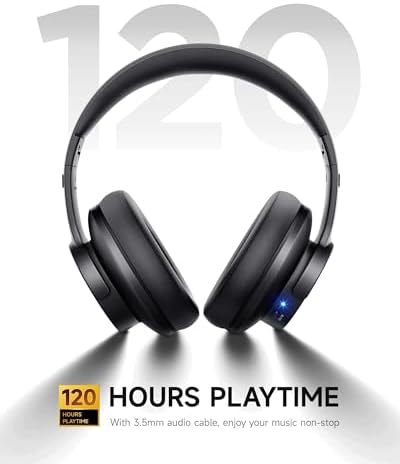 Picun B8 Bluetooth Headphones, 120H Playtime Headphone Wireless Bluetooth with 3 EQ Modes, Low Latency, Hands-Free Calls, Over Ear Headphones for Travel Home Office Cellphone PC Black - Image 3
